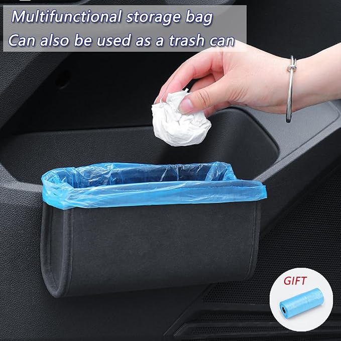 2Pcs Multifunctional Storage Box,Car Trash Can, Auto Door Side Organizer,Large Capacity Storage Bag,Back Seat Storage Pocket, Car Accessories Organizer Box(Style A)