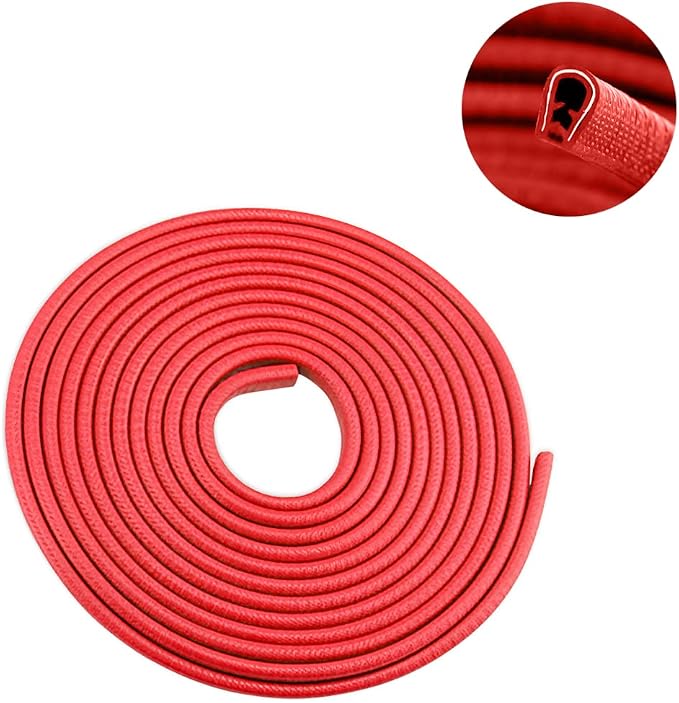 Car Door Edge Guards, Universal Rubber Seal Protector, U Shape Edge Trim, Red, 32FT