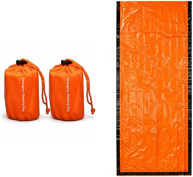 Emergency Sleeping Bag – 84"x36" Thermal Mylar Survival Bivy Sack – Waterproof, Lightweight & Compact Emergency Blanket for Camping, Hiking, Outdoor Survival & Travel