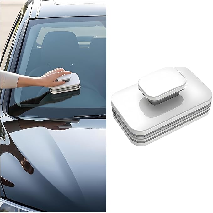 Magnetic Car Windshield Cleaner Tool with Anti-Falling Rope, Double-Sided Window Cleaning Tool for Glass Thickness 8-15mm, Magnet Auto Windshield Cleaner, Universal for Vehicles