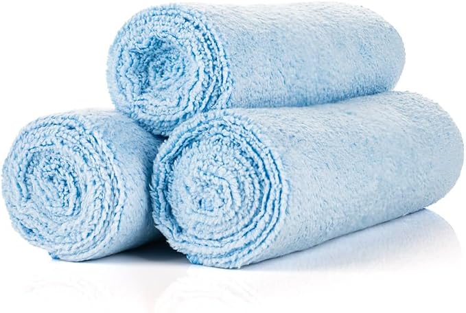 Sport & Workout Towel - Gym, Exercise, Fitness, Spa, Ultra Soft, Super Absorbent, Fast Drying Premium Microfiber, 320gsm, 16in x 27in (3-Pack) (Light Blue)