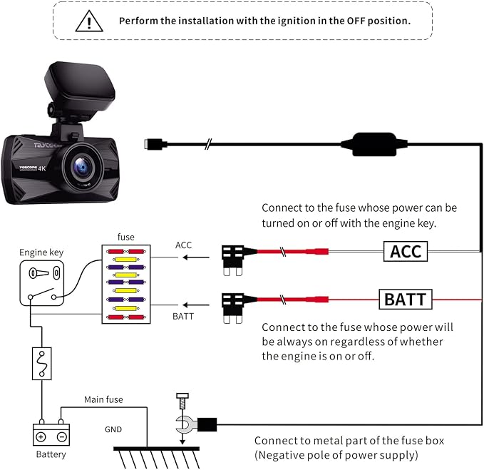 Dash Cam Hardwire Kit, 16.4ft/5M Type C USB Hardwire Kit 12V-24V to 5V with Low Voltage Protection Car Dash Camera Charger Power Cord, Enables Parking Mode, Supply All USB Type-C Dash Camera
