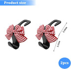 2PCS Car Seat Headrest Hooks, Cute Bow Vehicle Backseat Storage Hanger for Handbag Umbrella Coat, Automotive Seat Back Hook Holder Organizer Decor, Universal for Vehicles (Red Houndstooth)