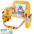 Kids Travel Tray for Toddler Car Seat, Toddler Gift for Boy | Road Trip Essentials Accessories Lap Tray, 16.5 x 13 inch, iPad Holder Stand, Storage Pockets, Snack Compartment, Yellow