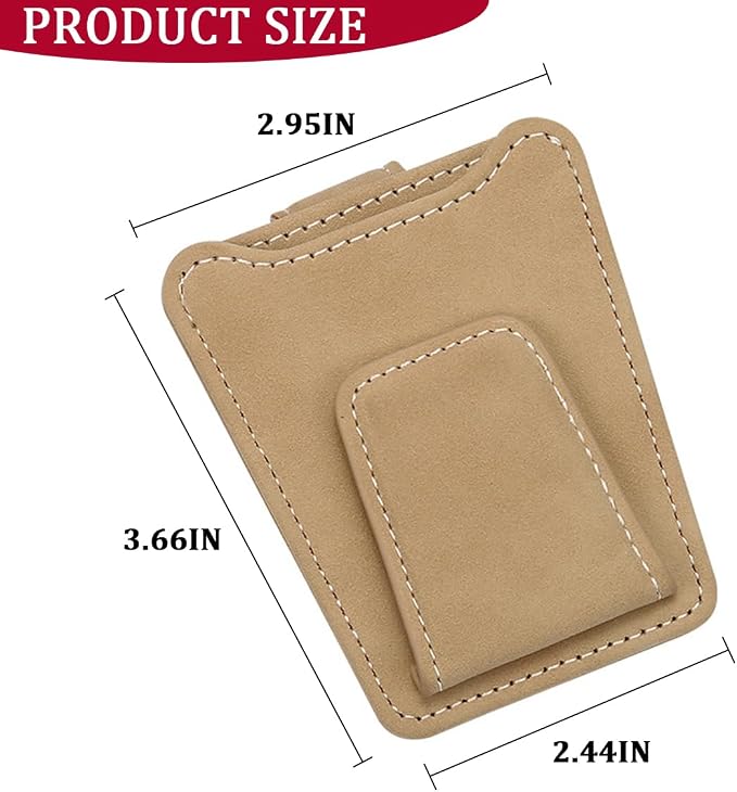 Sunglass Holder for Car Visor, Magnetic Leather Vehicle Eyeglass Hanger Holder, Automotive Interior Sun Visor Glasses Ticket Card Organizer Clip, Universal for SUV RV Lorry (Beige)
