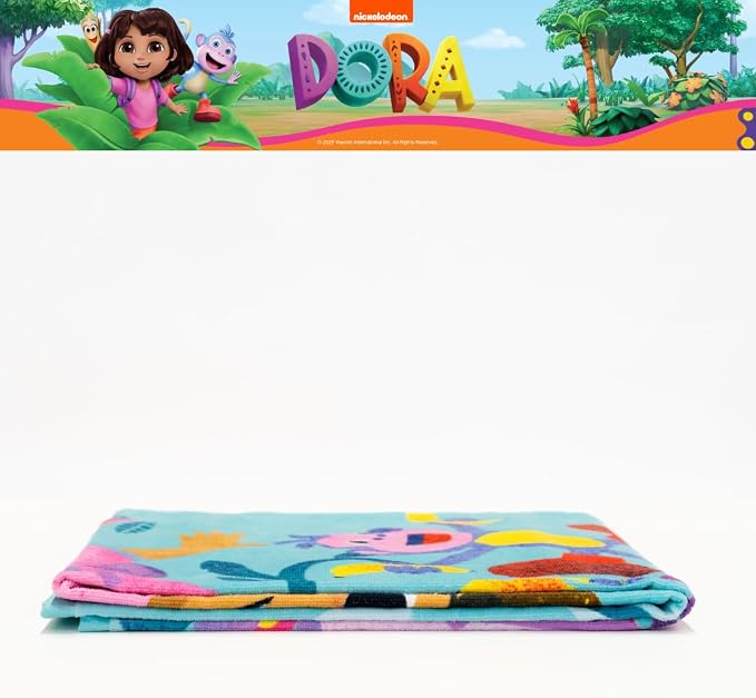 Dora The Explorer Kids Super Soft Cotton Bath/Pool/Beach Towel, 58 in x 28 in, (Offically Licensed Product) by