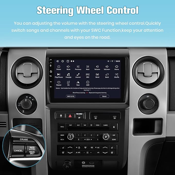 5G WiFi Car Radio Stereo for Ford F150 2009-2012,9" HD IPS Touch Display,Wireless CarPlay/Android Auto,GPS DSP RDS,Upgrade Bluetooth 5.0 AM/FM Stereo 2GB RAM 32GB ROM High-end