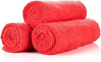 Sport & Workout Towel - Gym, Exercise, Fitness, Spa, Ultra Soft, Super Absorbent, Fast Drying Premium Microfiber, 320gsm, 16in x 27in, Red (3-Pack)