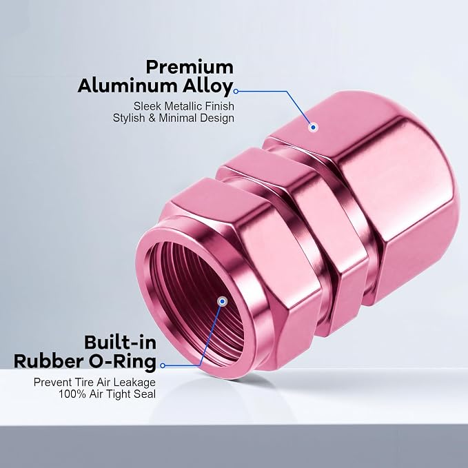 Car Tire Valve Stem Caps, 12pcs Air Caps Cover, Universal for Cars, SUVs, Bike, Trucks and Motorcycles-Pink