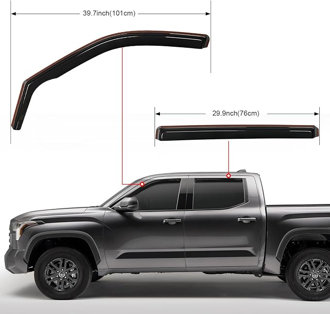 Side Window Deflectors for Toyota Tundra Crew Max 2022-2026 Window Visors Rain Guards, Vent Shade for Fresh Air, Rain & Snow Protection, Wind Noise Reduction-4PCS