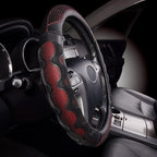 car Steering Wheel Cover Faux Leather Massage Universal fit 3D Honeycomb Hole Anti-Slip Sporty 15 Inches (Red with Black)