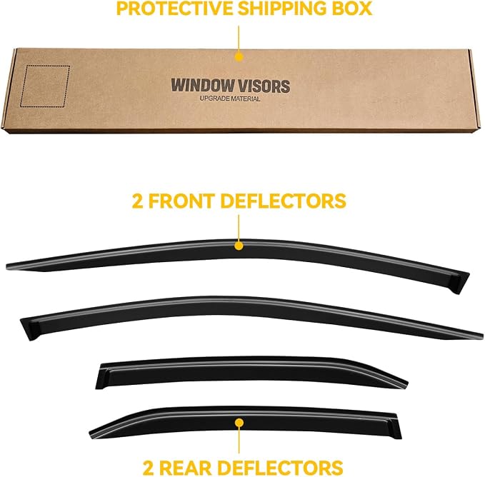 Rain Guards for Toyota Camry 2018-2024, Window Visor Shields Vent Deflector Shade Dark Smoke 2019 2020 2021 2022 2023, Tape-On, 4PCS