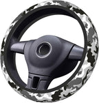 Black Grey White Camo Camouflage Steering Wheel Cover for Women Men Girls Car Accessories Decor Anti-Slip Neoprene Auto Steering Wheel Covers Protector Universal 15 Inch