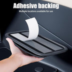 Car Storage Bag, Leather Small Debris Organizer,Hanging Cell Phone Mobile Paste Type Bag for Stowing Tidy, Universal Accessories（BlackA-1pcs）