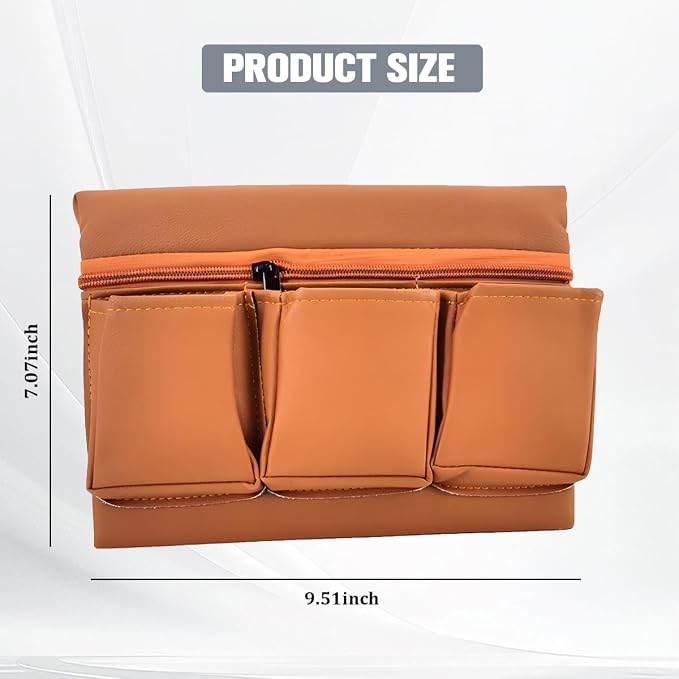 Car Window Side Storage Box, Multifunctional Leather Vehicle Side Door Armrest Pad Organizer with Pockets, Auto Window Arm Elbow Rest Storage Bag, Universal for SUV Van Truck (Brown)