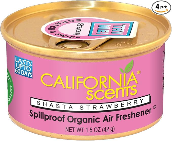 Spillproof Organic Air Freshener, Shasta Strawberry, 1.5 Ounce Canister (Pack of 4)