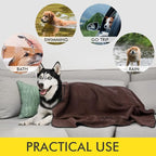 Dog Towel Super Absorbent Pet Bath Towel Microfiber Dog Drying Towel for Small, Medium, Large Dogs and Cats 30inch x 50inch Brown