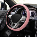 Car Steering Wheel Cover, Leather Breathable Ice Silk Auto Wheel Wrap with Anti-Slip Lining, Scratch-Resistant Elastic Protector Fit for 14.5-15 Inch Steering Wheels (Pink)
