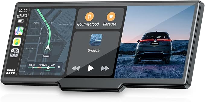 9.26'' Carplay Screen with 2.5K Dash Cam and 1080P Backup Camera | Portable Wireless Car Play Android Auto, Upgrade Navigation, Mirror Link, Voice Control, Hands-Free for iOS 11+ Android 11+