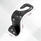 4PCS Bling Car Seat Headrest Hooks, Crystal Rhinestone Vehicle Back Seat Hanger Holder, Auto Interior Headrest Hanging Storage Organizer for Purse Handbag Coat, Universal Fit (Black)