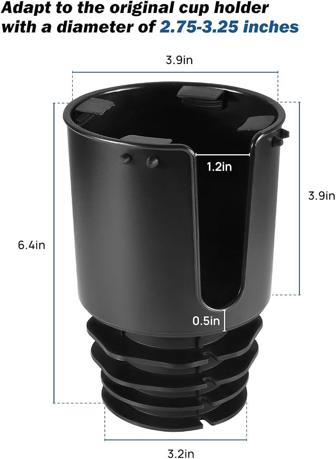 Large Stable Cup Holder Expander for YETI, Hydro Flask, Hold 18-40 oz Bottles and Mugs, Car Cup Holder Adapter with Adjustable Rubber Base