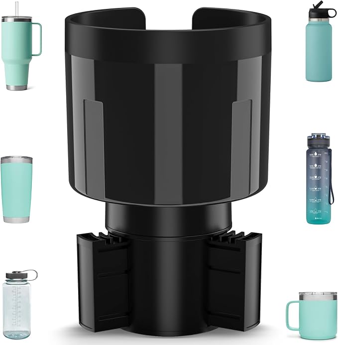 Car Cup Holder Expander Adapter, Extender for Car with Offset Base | Compatible with Yeti 14/24/36oz, Owala 12/24/40oz, Other Large Water Bottles and Mugs in 3.2"-4.0"