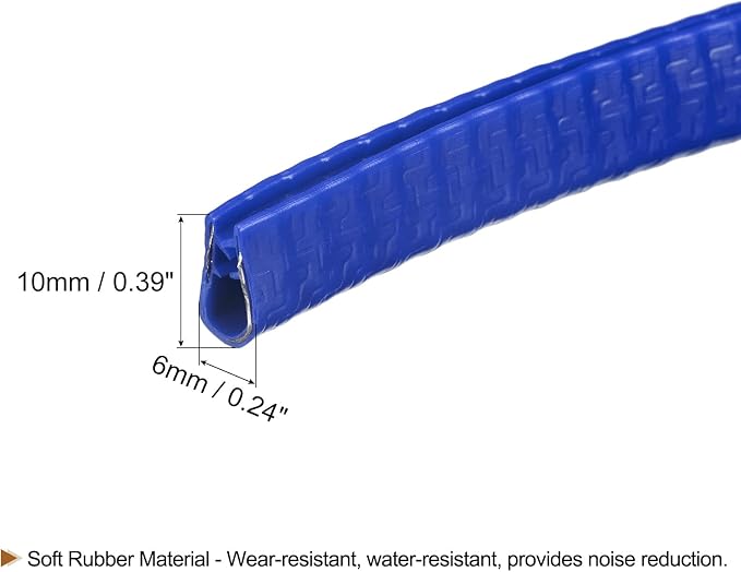 U Channel Edge Trim, 19.7ft Length Rubber Guard Seal Strip Edge Protector Fit for 1-2.5mm Edge, (15/64" W x 25/64" H) Blue