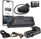 Q200 Dash Cam Front and Rear, WiFi, WDR, Speed Red Light Alerts, ADAS, 256GB Max, Parking Monitor, Night Vision (32GB MicroSD, 12V Cigar, Hardwiring Cable) (2CH Front & Rear)