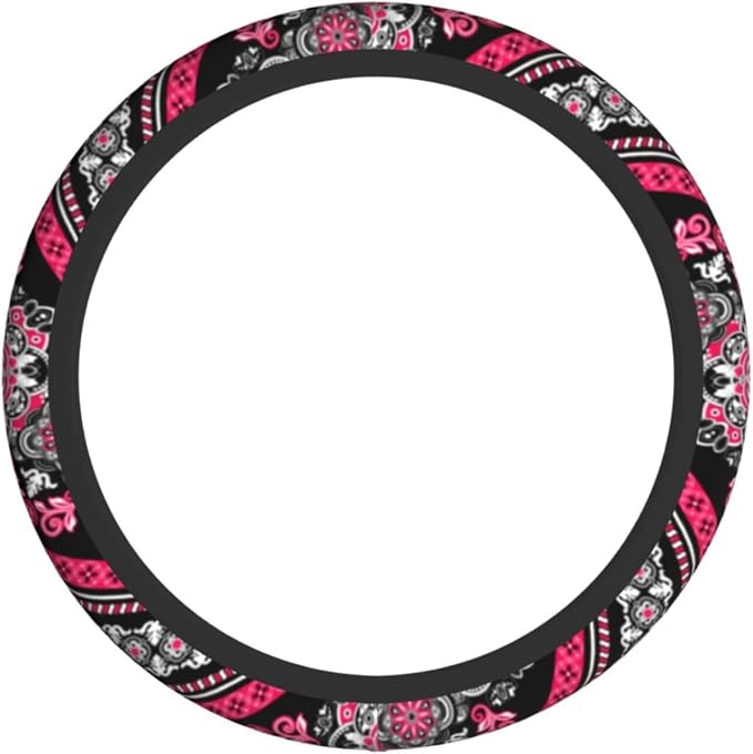 Boho Car Steering Wheel Cover Auto Accessories Universal 15 Inch Non-Slip Neoprene for Women Cute Automotive SUV Van Truck Wheel Protector