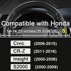 Customized Auto Car Steering Wheel Cover for Honda Civic, CR-Z, Insight, S2000, 14" - 14.25" (Diamond Quilted-Black+Gray-Small Size)