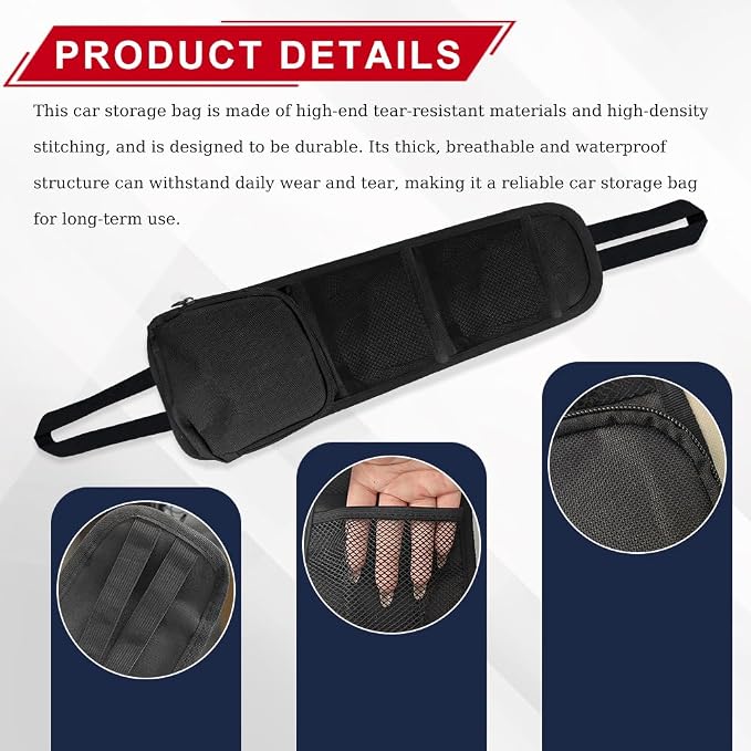 2PCS Car Seat Side Storage Pocket, Car Multifunctional Seat Organizer Hanging Bag, Auto Mobile Phone Wallet Sunglasses Mesh Net Pocket, Auto Accessories for Cars SUVs Trucks (Black, 2PCS)