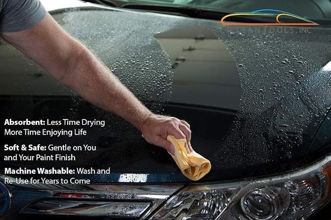 the absorber® Large 27-Inch x 17-Inch, Red - Synthetic Premium Drying Chamois Cloth for Car - Super Absorbent, Scratch-Free and Washable