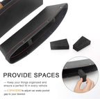 2 Set Car Seat Gap Organizer, Car Seat Gap Filler, PU Full Leather Car Seat Crevice Storage Box Universal Fit in Between Car Seat Catcher for Phone Keys Cards Pens Coins(Black)