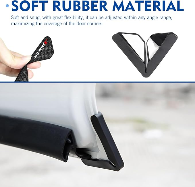 Car Door Corner Protector Edge Guards, Carbon Fiber Decorative Anti-scratch Anti-collision Buffer Pad, Embedded Self-adhesive Soft Protective Cover, for Most Cars (Black #Sports)
