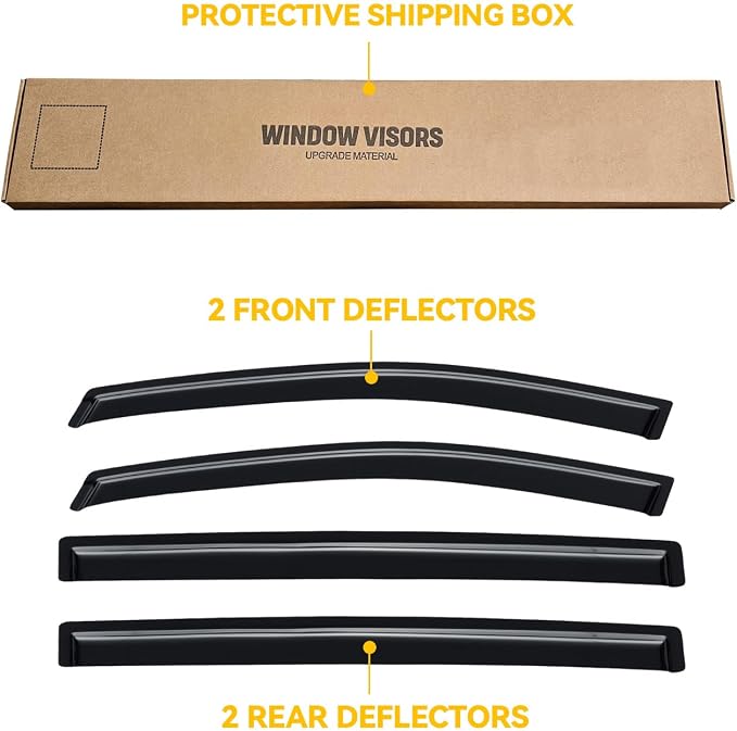 Rain Guards for 2017-2026 Chrysler Pacifica, Out-Channel Window Visor Shields Vent Deflector Shade Wind Dark Smoke 2018 2019 2020 2021 2022 2023 2024 18 19 20 21 22 23 24, Tape-On Outside-Mount, 4PCS