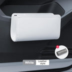 Car Seat Side Storage Pocket, Leather Hanging Foldable Multifunctional Vehicle Front Door Back Organizer Box, Waterproof Auto Interior Organizing Container, Universal fit(White)