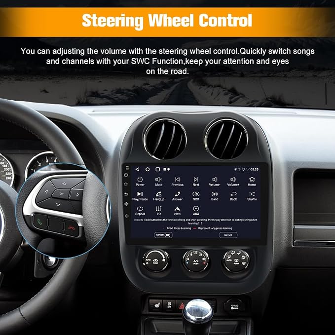 8 Core Car Radio Stereo for Jeep Compass Patriot 2010-2016 10 inch Touch Screen with Wireless CarPlay Android Auto Bluetooth 5GHz WiFi FM GPS Navigation Backup Camera【4G+64G】