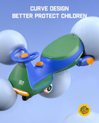 N7 Pro Electric Wiggle Car with Pedal, Rechargeable Battery, CyberWiggle, 2 in 1 Swing Car, 2 Speeds Max 4 Mph, Anti-Rollover, Flashing Wheels, Bluetooth, Ages 3+, 150 Lbs, Green