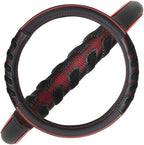 car Steering Wheel Cover Faux Leather Massage Universal fit 3D Honeycomb Hole Anti-Slip Sporty 15 Inches (Red Black)