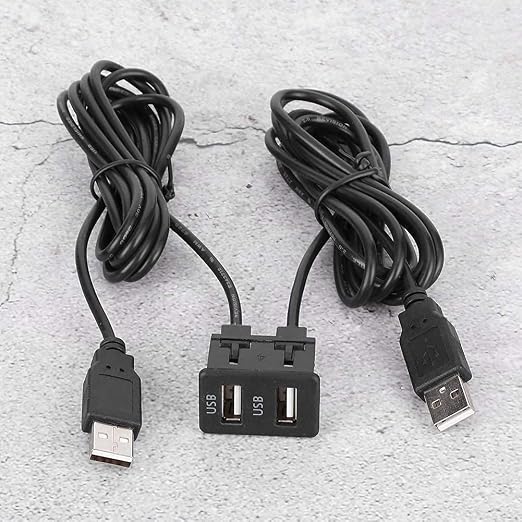 Dashboard Cable Adapter,1.5m USB Panel Extension Cable 2 Port Car Mount Flush Cord for Truck Boat