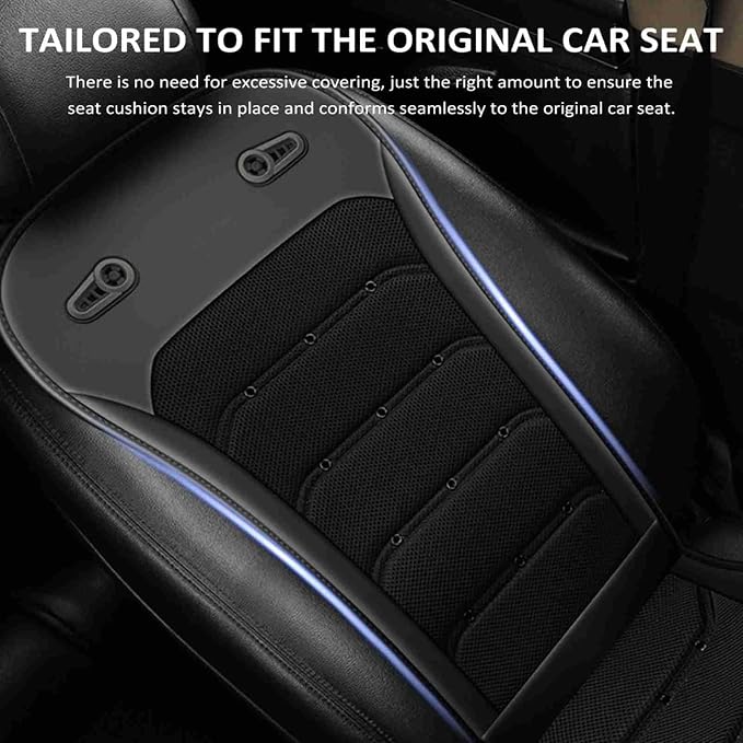 Universal Cooling Car Seat Cushion 12V 24V Front Seat Cooled Cover with Intelligent Twin Turbo Fans for Cars and Trucks, Breathable Ventilated Summer Seat Protector with 24 Air (Black)