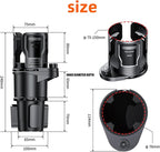 2-in-1 Adjustable Car Cup Holder Expander & Organizer – Dual Automotive Drink Holder for Bottles, Snacks, Phones – Fits Most Vehicles (3.0"-5.9" Diameter, 20 oz Capacity, Non-Slip Base) Black