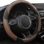 Steering Wheel Covers Black Universal Microfiber Leather, Suitable for 14 1/2-15 inch Car Steering Wheel Cover, Breathable, Anti Slip- Brown