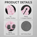 Cute Pink Bow Car Seat Back Storage Headrest Hooks for Purses & Bags – 2PCS PU Leather Dual Metal Hooks, Backseat Organizer Accessories