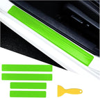 4PCS Car Door Sill Protector, 3D Carbon Fiber Vehicle Entry Edge Guard Trim, Anti-Scratch Automotive Threshold Sill Cover Strips Accessories, Universal for SUV, Sedan, Truck (Green)