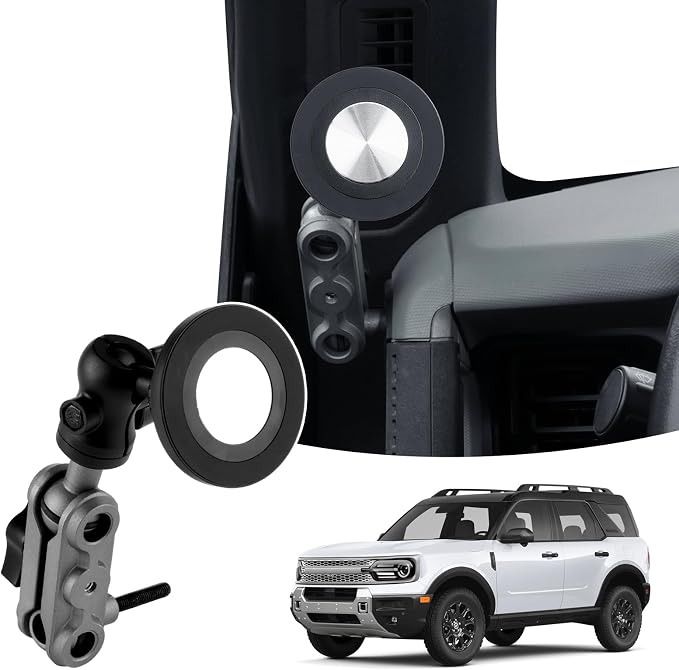 Magnetic Car Cell Phone Holder for Ford Bronco 2021-2026 Accessories, Bronco 2/4 Door Phone Mount for 4-7 Inch Phones, A-Pillar Mobile Stand with 2 Options iPhone Mag Safe & Clip-in