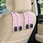 Cute Pink Bow Car Seat Back Storage Headrest Hooks for Purses & Bags – 2PCS PU Leather Dual Metal Hooks, Backseat Organizer Accessories