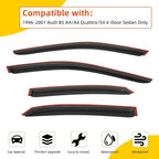 Rain Guards Compatible with 1996-2001 Audi B5 A4/A4 Quattro/S4 4-Door Sedan Tape-On Side Window Visor Wind Deflector Vent Visors Car Accessories