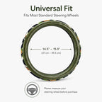 Universal 15inch Ethnic Style Baja Blanket Steering Wheel Cover with Coarse Flax Cloth and Sweat Absorption Anti Slip Car Wrap (Boho Green Leather 2)