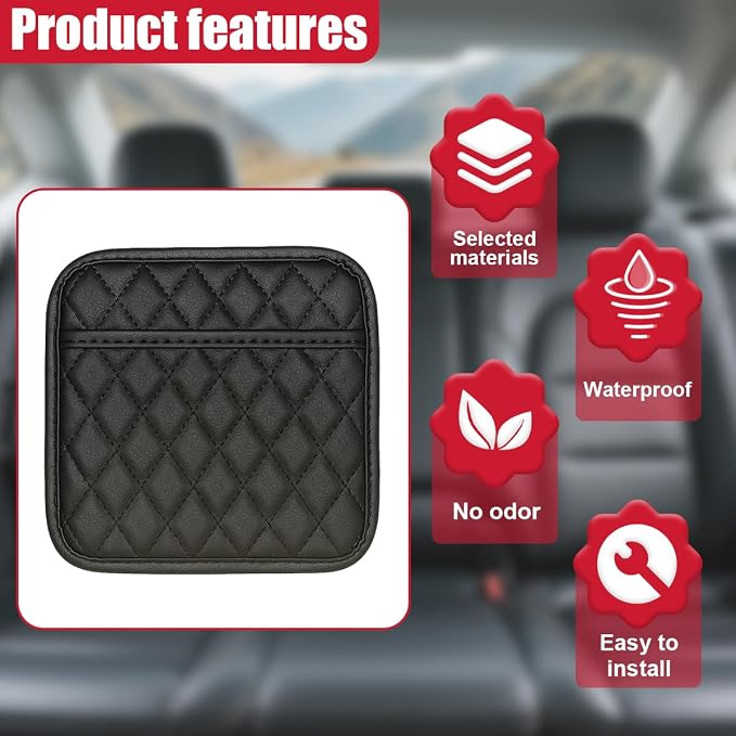 2PCS Car Side Pocket Organizer, Universal Waterproof PU Leather Auto Seat Gap Filler Storage Bag, Self-Adhesive Multifunctional Car Door Sunglasses Holder Pouch for Phone, Card (S)
